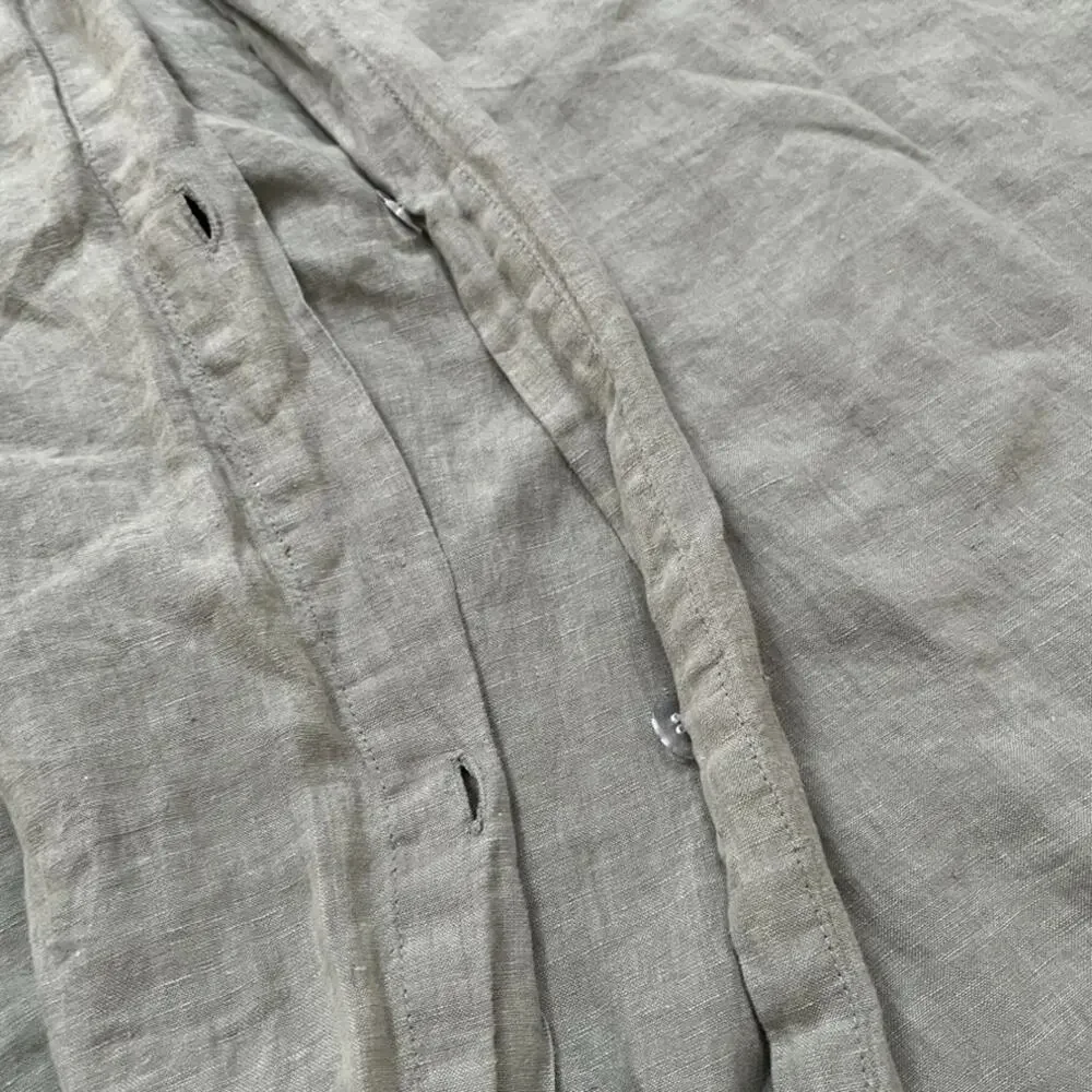 West Elm European Flax Linen Duvet Cover King Sage Green